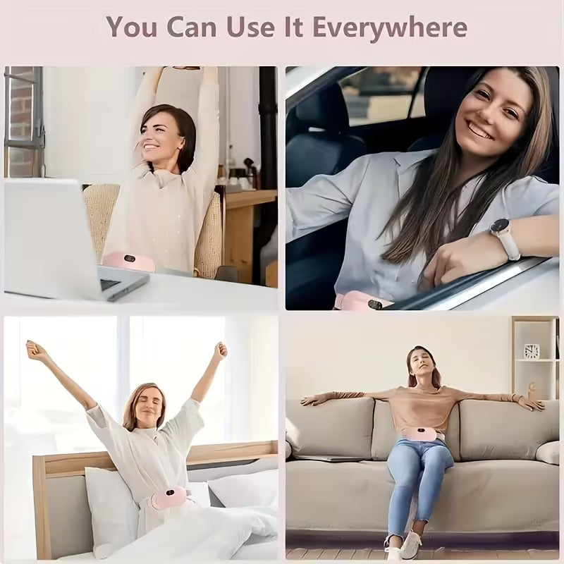 حزام تدفئة لاسلكي للآلام النسائية – 3 مستويات حرارة + 4 أوضاع تدليك – قابل للشحن ومناسب للسفر