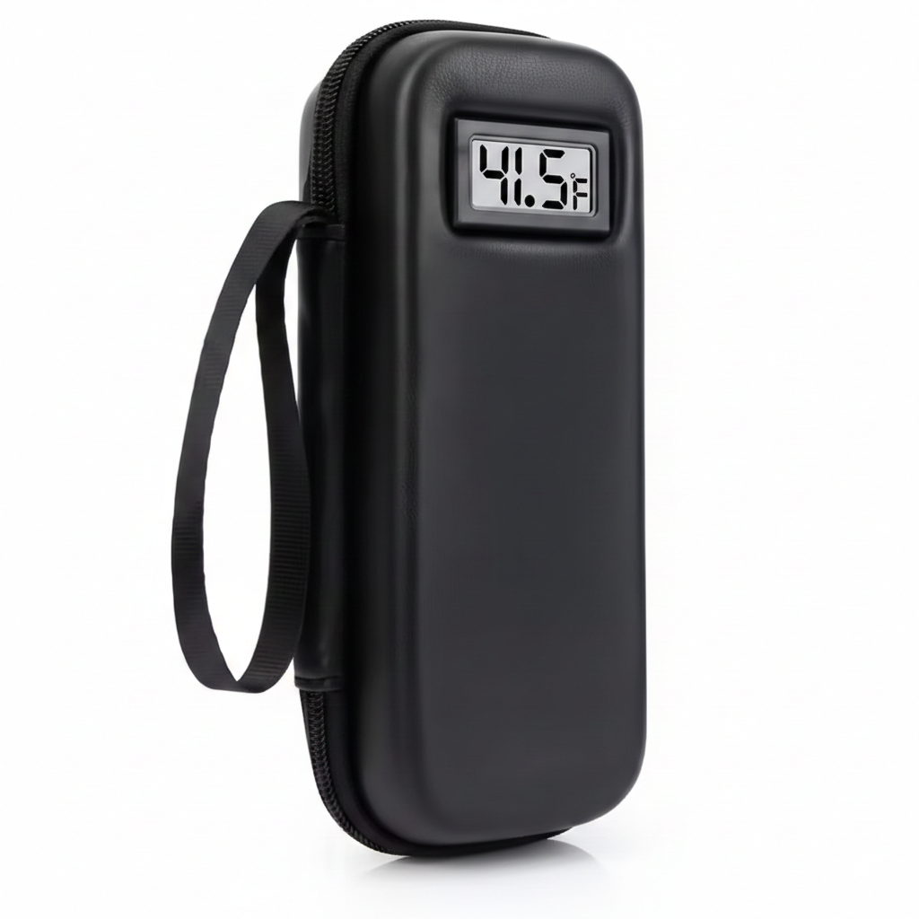 حقيبة تبريد الإنسولين مع شاشة حرارية – صندوق تخزين طبي محمول مع عبوتي تبريد