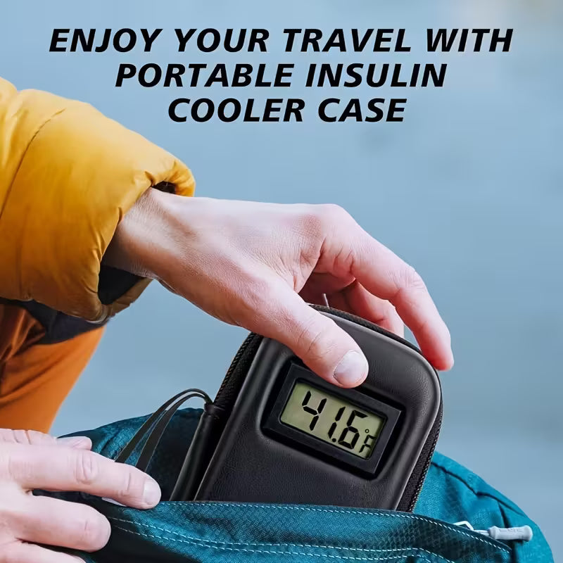 حقيبة تبريد الإنسولين مع شاشة حرارية – صندوق تخزين طبي محمول مع عبوتي تبريد