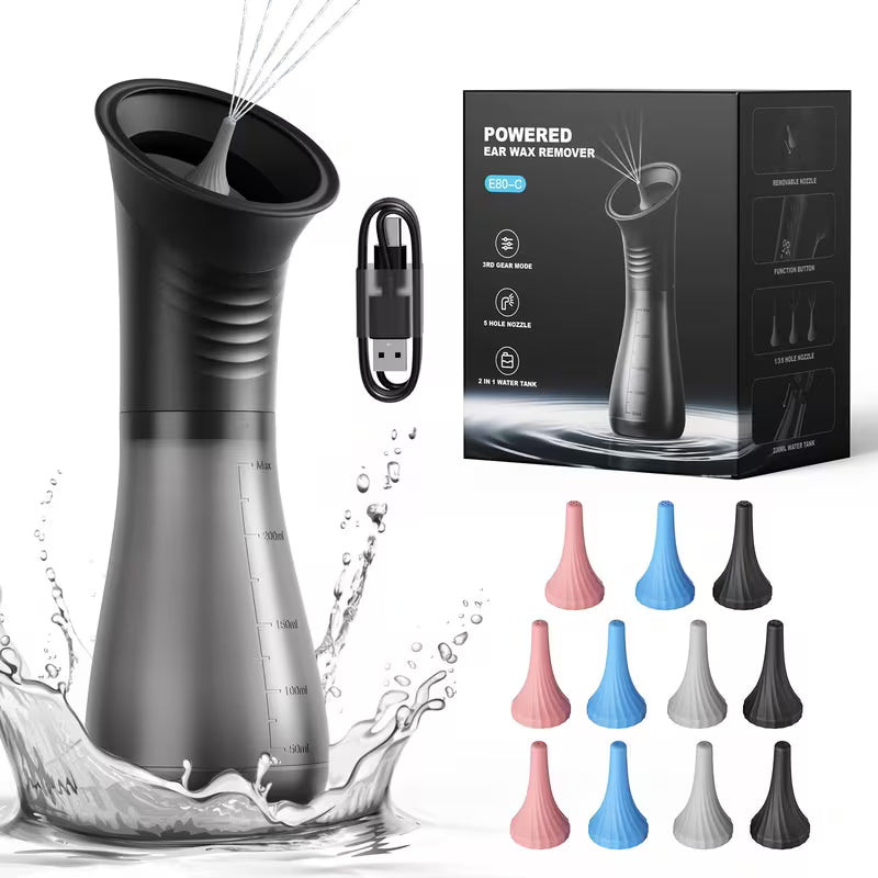 جهاز VMED تنظيف الأذن الكهربائي الذكي – شاشة LED، خزان مياه مدمج، قابل للشحن، 3 مستويات ضغط، مقاوم للماء - Vstorat